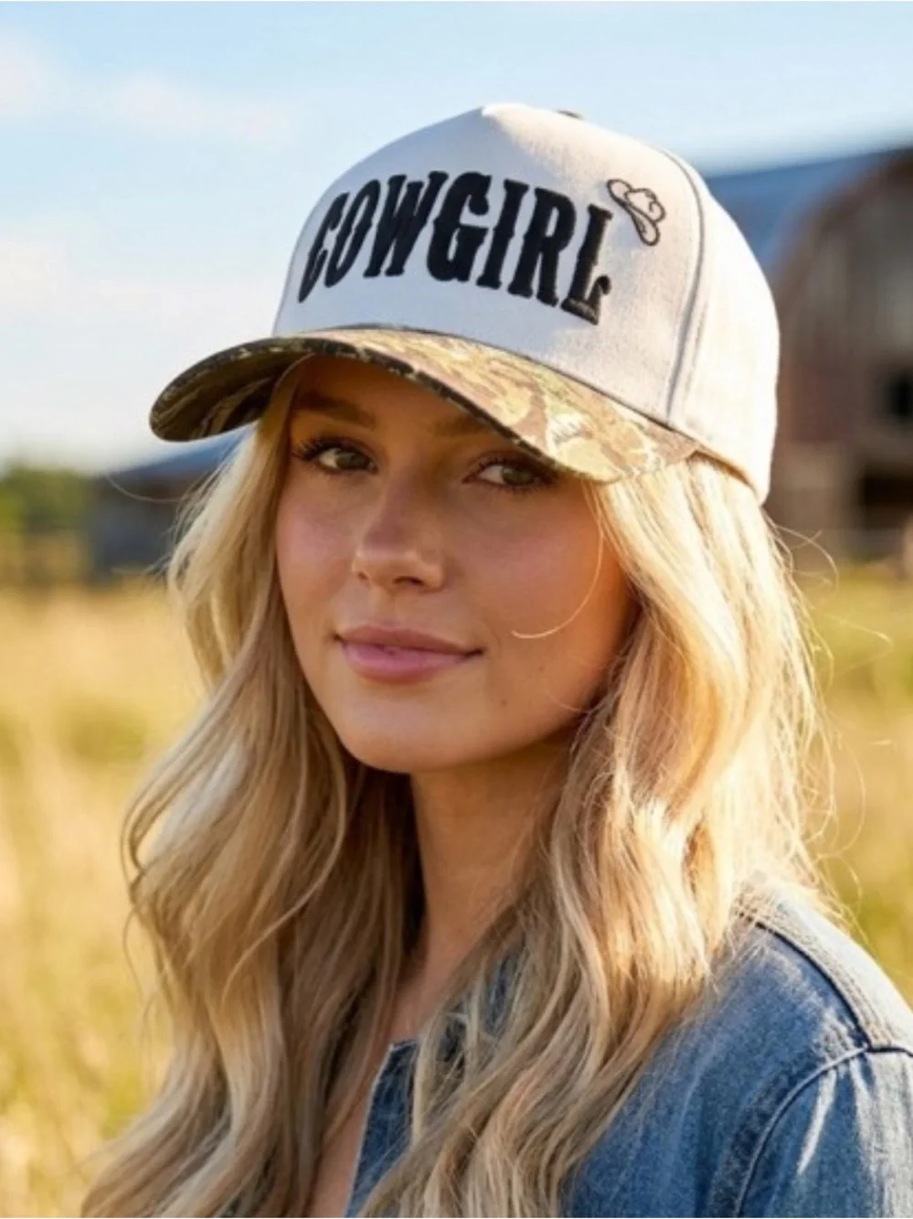 Zenana Outfitters White & Camouflage Cowgirl Baseball Cap